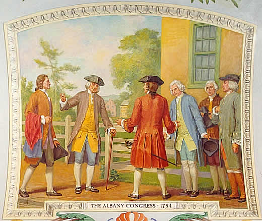 Painting depicting discussions at the Albany Congress.